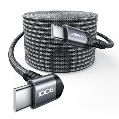 JSAUX 100W USB C to C Cable [10T 2-Pack], Right Angle USB C Fast Charging - size: 10FT - 2 Pack