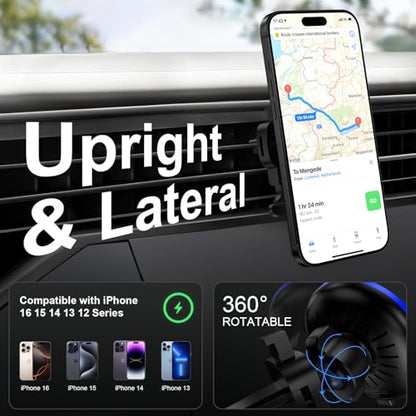 15W Magnetic Wireless Car Charger, MagSafe Car Mount Charger Fast Air Vent