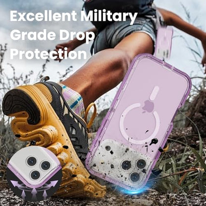 Follaroma Magnetic for iPhone 17 Pro Case, Heavy Duty Phone Cases, Purple | Compatible with MagSafe, Heavy Duty Shock proof Protection, Military-Grade Anti-Drop, Dual Layer Transparent Protective Cover - color: Purple, size: iPhone 17 Pro 6.3''