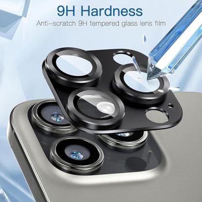 [2 Pack Camera Lens Protector for iPhone 16 Pro/16 Pro Max,9H Tempered Glass,Aviation Aluminum Plate Cover,Night Circle,No Bubble,HD Clarity,Case Friendly,Easy Installation-Black - size: for iPhone 16 Pro/16 Pro Max