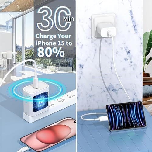 iPhone 17 16 15 Charger Fast Charging 10FT, 2 Pack 20W USB C Wall Charger Fast Charging Block with Long Type C Charging Cable Compatible with iPhone 17/Pro/Pro Max/17 Air/ 16/16 Pro/16 Pro Max/15/Plus