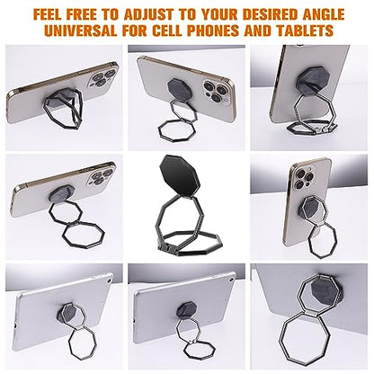 cobee Cell Phone Ring Holder Finger Kickstand, 360° Rotation Metal Cellphone Back Grip Foldable Cell Phone Stand Adjustable Phone Holder Compatible with Most Smartphones(Black) - color: Black