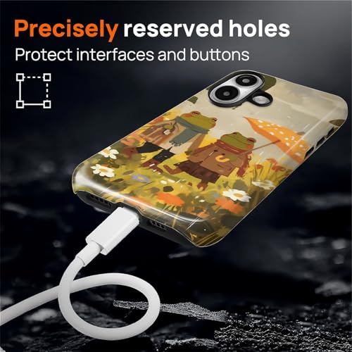 Magnetic for iPhone 16 Case,[Compatible with Magsafe] Dual Layer Protective Heavy Duty Shockproof Rugged Drop Protection Bumper Hybrid Case - Rain Frog and Toad - color: Rain Frog and Toad, size: iPhone 16