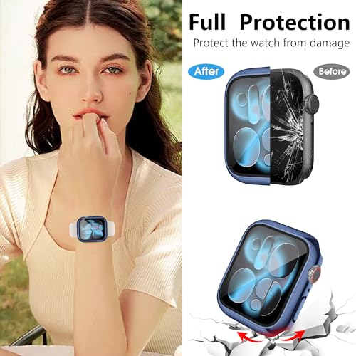 12 Pack Case for Apple Watch Series 11/10 42mm with Tempered Glass Screen Protector, Plated Hard PC Glossy Protective Cover, All-Around Bumper Compatible with iWatch Series 11/10 42mm - size: 42mm(Series 11/10）