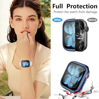 12 Pack Case for Apple Watch Series 11/10 42mm with Tempered Glass Screen Protector, Plated Hard PC Glossy Protective Cover, All-Around Bumper Compatible with iWatch Series 11/10 42mm - size: 42mm(Series 11/10）
