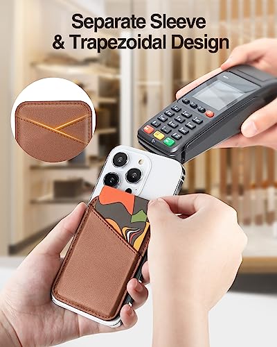 Miroddi for MagSafe Wallet, Ultra-Thin Magnetic Wallet with 2 Card Slots | RFID Blocking, No More Falling, Strongest Magnetic Card Holder for iPhone 17/16/15/14/13/12 Series & Pixel 10 Series, Brown - color: Brown