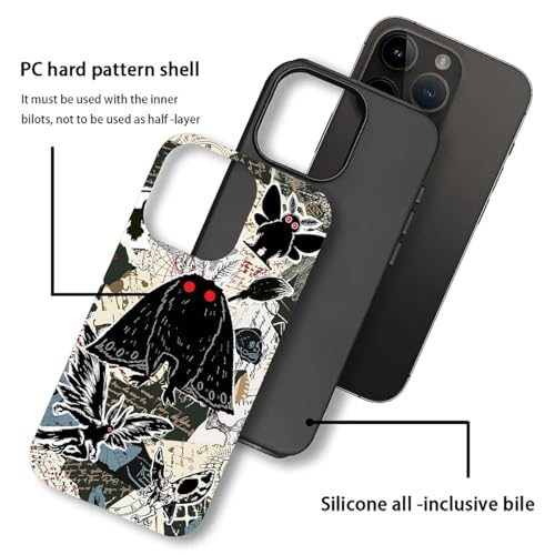 Case for iPhone 15, Dual Layer Phone Cover, Mothman Collage | Shockproof Hybrid Phone Case, Soft TPU and Hard PC, Durable Anti-Scratch Protection - color: Mothman Collage, size: Iphone 15