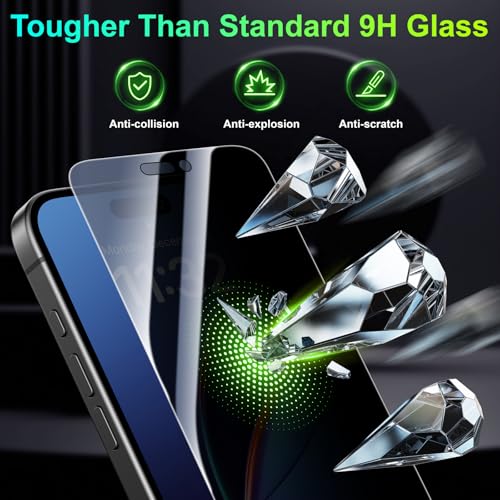 Esanik 2-Pack for iPhone 17/16Pro 360° Privacy Screen Protector - 4-Way Anti-Spy Tempered Glass, Shatterproof, Anti-Peep, Scratch Resistant, Easy Installation Frame Included