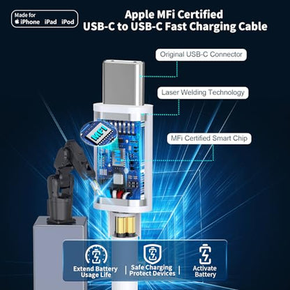 Apple MFi Certified iPhone 17 16 Charger Cable, 3Pack 6FT 100W USB C Cord