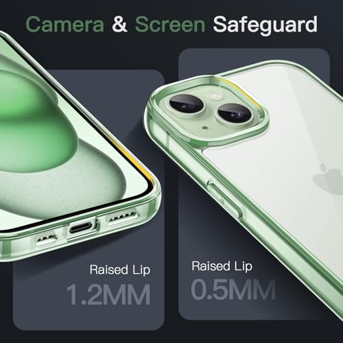 JETech Case for iPhone 15 Plus 6.7-Inch, Non-Yellowing Shockproof Phone Bumper Cover, Anti-Scratch Clear Back (Green) - color: Green, size: iPhone 15 Plus
