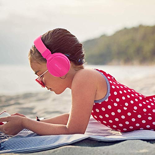 Kids Headphones, Lightweight Stereo Wired Toddler Headphones, Adjustable Headband Children's Headset for Smartphones Computer Pad Earphones(Pink) - color: Pink