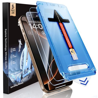 MAGIC JOHN Easy Installation for iPhone 16 Pro Screen Protector, 2 Pack - size: iPhone 16 Pro-6.3 inch