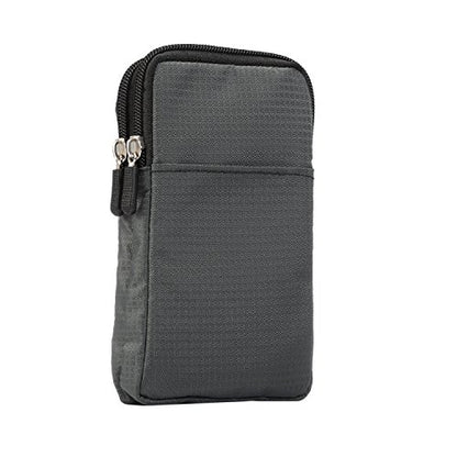 Black Shoulder Phone Bag, Cell Phone Belt Clip Pouch, 6.0" Ladies Men Travel Shoulder Messenger Crossbody Bag with Strap Zipper Waist Pocket Purse Wallet Belt Clip Holder with Carabiner Hook Handbag - color: Dark gray