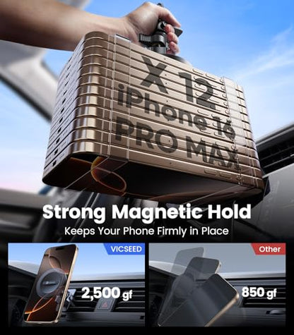 VICSEED for MagSafe Car Mount [Upgraded Strong Magnetic & Won't Break Vent] - color: Pink Black