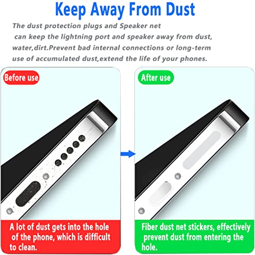 44 Pack Speaker Dustproof Stickers Protector with 10 Pcs Silicone Anti Dust Plugs Caps, Mesh Speaker Anti Dust Adhesive Cover Compatible with iPhone 16 15 14 13 12 Pro, 2 Sizes, 2 Colors - size: 44-Pack