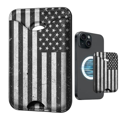 US Flag Magnetic Wallet for Magsafe Compatible with iPhone 17/16/15/14/13/12 Series Pro Max Plus Air (Patriotic Phone Magnet Card Holder Fit 3 Cards for Lether Mag Safe Wallets) - color: US Flag