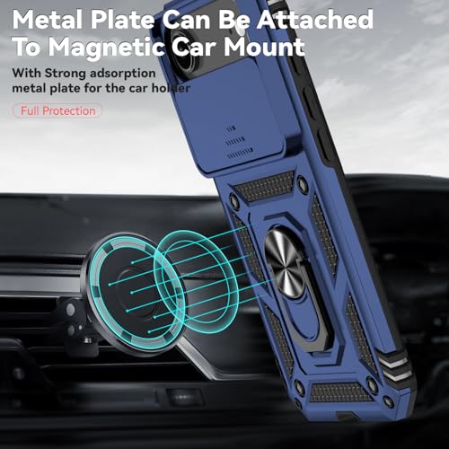 for iPhone Air Case, with Slide Camera Cover HD Screen Protector [Military Grade 16ft. Drop Tested] Ring Holder Kickstand Protective Phone Case for Apple iPhone Air 2025, Navy Blue - color: Navy Blue w/ Slide Camera 2nd gen. Military Grade