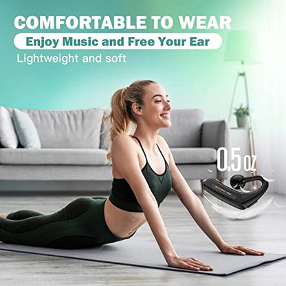 Open Ear Headphones Bluetooth Single Bone Conduction Wireless Earbuds with Earhooks Microphone Earphones Waterproof Long Battery Life Earpiece for Workout Sports Running Android iOS Non Ear Plug Green - color: Green