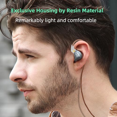 YINYOO KZ-ZST Hybrid Banlance Armature with Dynamic in-Ear Earphone 1BA+1DD HiFi Headset Wired Earbuds IEM Headphones Gaming Earbuds (Black-zst with Microphone) - color: black, size: 3.5mm-With Microphone, style: 3.5mm-With Microphone
