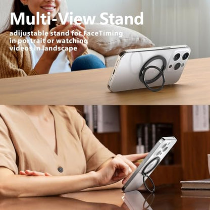 ZXM Magnetic Phone Ring Grip, for iPhone 17/16/15/14/13/12 (Black) - color: Black