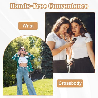 2Pack Phone Lanyard Crossbody with Patch Around the Neck Crossbody Wrist Chain Strap Crossbody for Women Most Phone - color: Gold