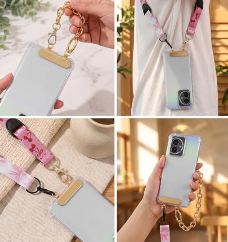 Bremorou 2 Pack Metal Phone Tether Tabs for CellPhone Gold Metal Phone Lanyard Tab Double Buckle Cellphone Lanyard Patch Thin Phones Strap Insert for Most Phones Cases