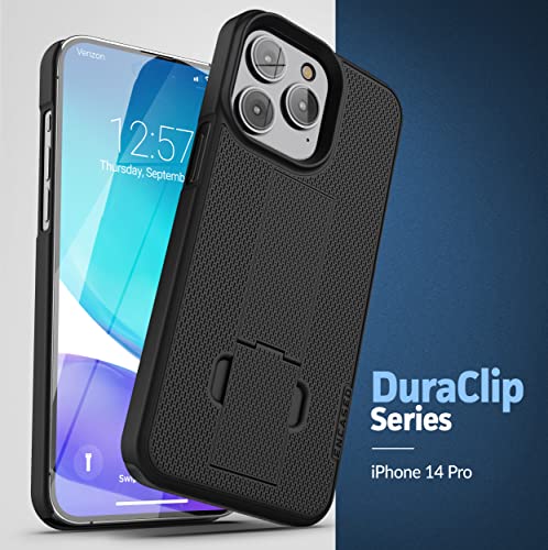 Encased DuraClip Holster Designed for iPhone 14 Pro Case with Belt Clip and Kickstand (Matte Black) (iPhone 14 Pro) - size: iPhone 14 Pro