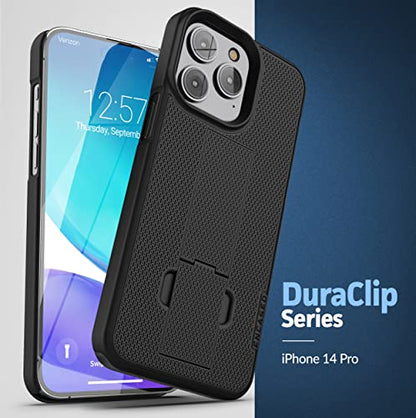 Encased DuraClip Holster Designed for iPhone 14 Pro Case with Belt Clip and Kickstand (Matte Black) (iPhone 14 Pro) - size: iPhone 14 Pro