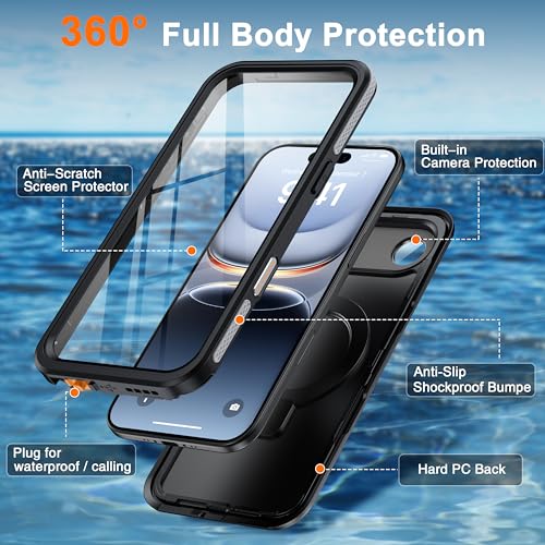 Oterkin Magnetic Stand for iPhone Air Case Waterproof IP68, Black - color: Black, size: iPhone Air 6.5''