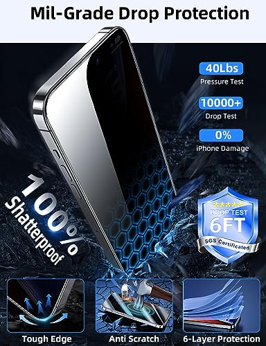 ruwa Privacy Screen Protector for iPhone 15 Plus/16 Plus [6.7 Inch][2-Pack] Anti-peep Tempered Glass Film with Easy Installation Alignment Frame, 9H Hardness, Scratch Resistant, Case Friendly - size: for iPhone 15 Plus/16 Plus-6.7 inch 2-Pack