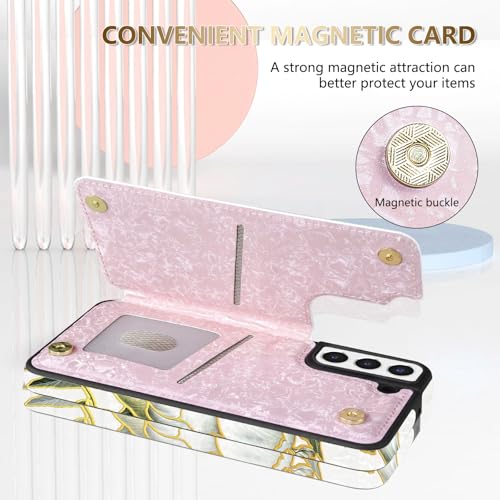 NNH Compatible with Samsung Galaxy S21 Wallet Case with RFID Blocking Card Slots Folio Flip PU Leather Kickstand Double Magnetic Clasp Design Cover for Galaxy S21(6.2 inch-Magnolia Flowers) - color: Magnolia Flowers, size: Galaxy S21 6.2 inch