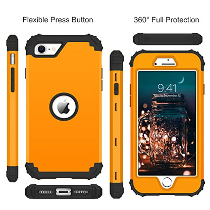 BENTOBEN for iPhone SE 2022 Case and iPhone SE 2020 Phone Case, Heavy Duty 3 in 1 Full Body Rugged Shockproof Hybrid Hard PC Soft Rubber Bumper Drop Protective Girls Women Boy Men Cover, Deep Yellow - color: Black/Deep Yellow