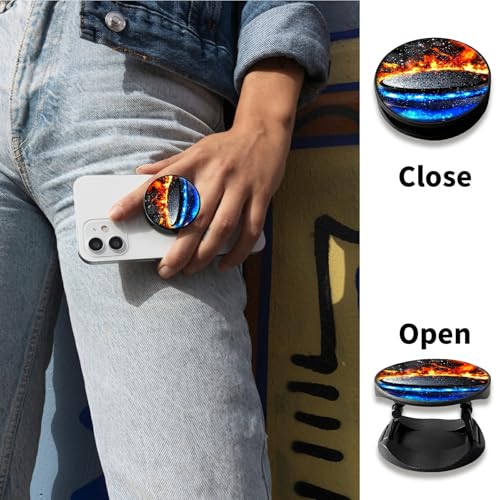 2 Pack Cell Phone Grip with Expanding Kickstand, Blue Red Flames - color: Blue Red Flames