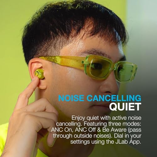 JLab Go Pop ANC True Wireless Earbuds with Dual Connect, Neon Green - color: Transparent Neon Green