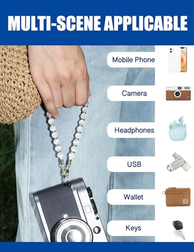 Handmade Beaded Charm Cell Phone Camera Lanyard, Wrist Strap with Natural Gemstone Beads,Phone Chain String, Keychain Decor for Wallet (Obsidian) - style: Obsidian