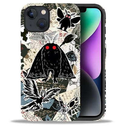 Case for iPhone 13 14, Dual Layer Phone Cover, Mothman Collage | Shockproof Hybrid Phone Case, Soft TPU and Hard PC, Durable Anti-Scratch Protection - color: Mothman Collage, size: Iphone 13/14