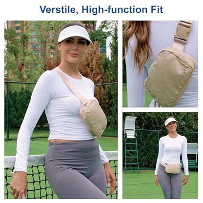 Pander Nylon Fanny Pack for Women, Two-Way Zipper Crossbody Bag - color: Caramel Brown