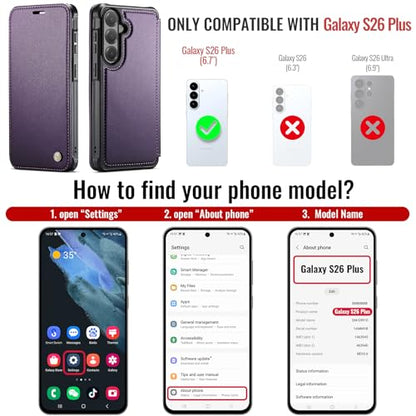 for Galaxy S26 Plus Slim Wallet Case Wireless Charging, Purple - color: Purple, size: Galaxy S26 Plus