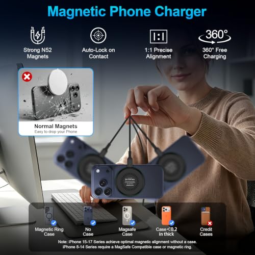 25W Wireless Magnetic Phone Charger Wireless iPhone 17 16 MagSafe Charger - color: Black