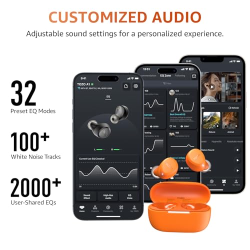TOZO A1 Wireless Earbuds Bluetooth 5.3 Light Weight in Ear Headphones - color: Orange