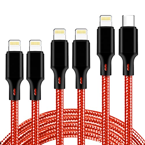 USB C to Lightning Cable, 5 Pack iPhone Charger PD Fast Charging Cord (Red） - color: Red, style: USB-C to L