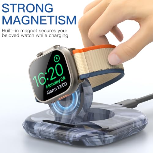 for Apple Watch Charger Stand, Magnetic Fast Charging Dock Portable Design - color: Marble Black