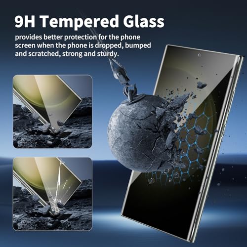 2 Pack For Samsung Galaxy S23 Ultra Privacy Screen Protector, 9H Hardness Anti-Spy Tempered Glass, Scratch-Resistant ，Anti-fingerprint，bubble free, easy install