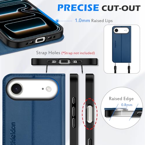 SHIELDON Real Leather Case Wallet for iPhone Air 6.5" 2025, Royal Blue | Flip Magnetic Cover, RFID Blocking, Credit Card Holder, Kickstand, Book Design, Shockproof Phone Shell - color: Royal Blue