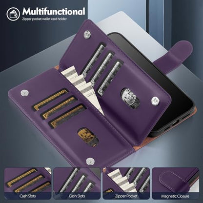 Shieldtop Compatible with Samsung Galaxy A03S US Wallet Case with Card Holder,RFID Blocking PU Leather Phone Case Folio Flip Shockproof TPU Protective Cover Credit Card Slots Women Men,Purple - color: Purple