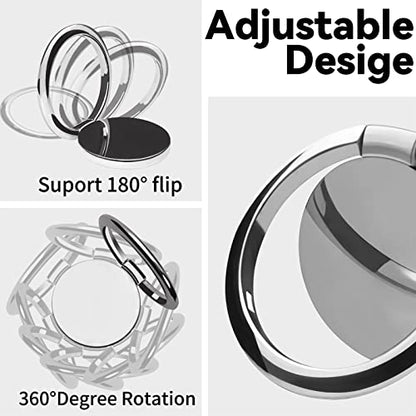 Metal Cell Phone Ring Holder Finger Ring Stand, 360 Degree Rotation Ring Kickstand Grip Holder for Magnetic Car Mount, Silver - color: Silver