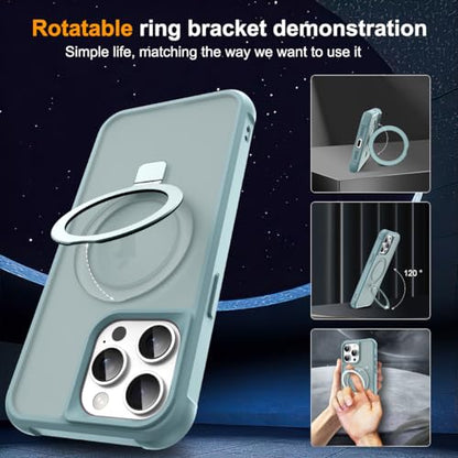 SKYLMW Compatible with iPhone 15 Pro Max Case with Stand,Blue | iPhone 15 Pro Max Phone Case 6.7",Magnetic Ring Stand,Compatible with MagSafe,Military-Grade Protection,Great Grip Feeling - color: Blue, size: Iphone 15 Pro Max