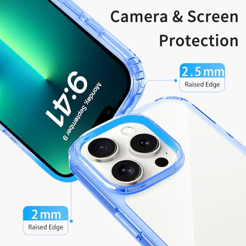 JJGoo Compatiable with iPhone 13 Pro Max Case Clear, Transparent Shockproof Phone Case, Slim Anti-Scratch Hard PC Back Protective Cover Bumper, Dark Blue - color: Transparent Dark Blue