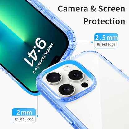 JJGoo Compatiable with iPhone 13 Pro Max Case Clear, Transparent Shockproof Phone Case, Slim Anti-Scratch Hard PC Back Protective Cover Bumper, Dark Blue - color: Transparent Dark Blue