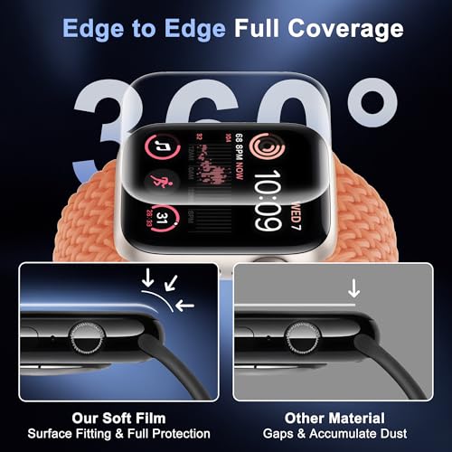 8 Pack Screen Protector for Apple Watch SE 3 / SE 2 / SE 44mm | Ultra Clear Flexible Soft Film for iWatch SE 3/2/1, HD Scratch Resistant Anti Fingerprint Touch Sensitive Bubble Free - size: For Apple Watch SE 3/2/1 44mm 1.85 Inch